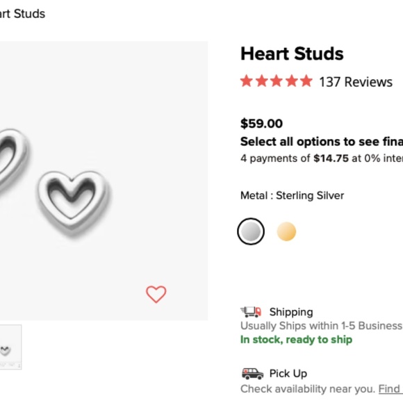 James Avery Heart Stud Earrings - Picture 3 of 5